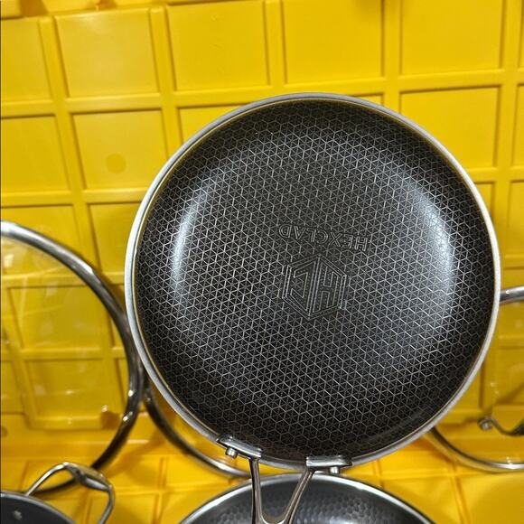 HEXCLAD 7 Piece Nonstick Stainless Steel Frying Pan Set 8 10 12" Lids Wok M $600 - Picture 10 of 10